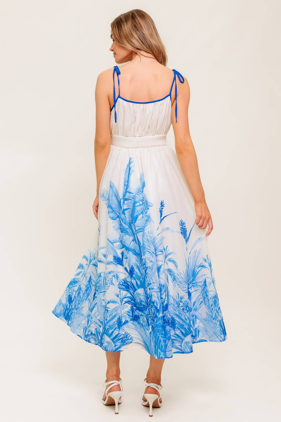 GARDEN BREEZE BLUE WOVEN MIDI DRESS Flying Tomato